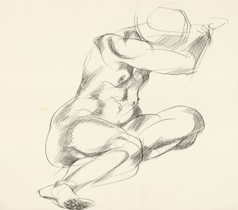 A. Mendes - 20th Century Pen and Ink Drawing, The Tired Model