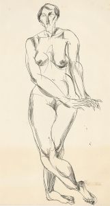 A. Mendes - 20th Century Pen and Ink Drawing, The Relaxed Nude