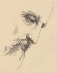 Early 20th Century Charcoal Drawing - Head Study in Profile, Elderly Gentleman