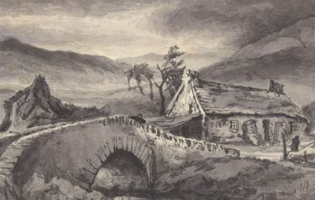 B.E - Late 19th Century Watercolour, Atmospheric Landscape with Cottage