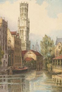 J.R. Hutchinson - Early 20th Century Etching, The Belfry, Bruges