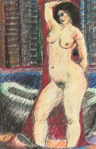 Arthur Kitching (1912-1981) - Signed 1977 Pen Drawing, Standing Nude Study