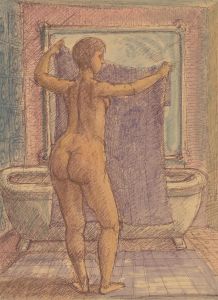 Arthur Kitching (1912-1981) - Mid 20th Century Pen and Ink Drawing, Bath Time