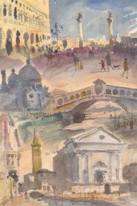 Ronald Olley (b.1923) - c. 2000 Watercolour, Landmarks in Rome