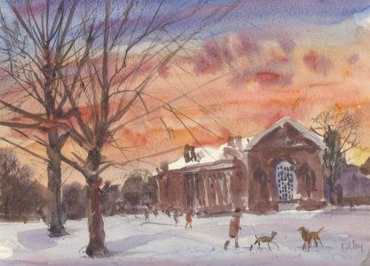 Ronald Olley (b.1923) - c. 2000 Watercolour, A Winter Park Scene