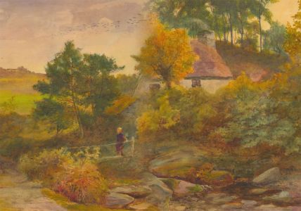 Alfred Feyen Perrin (1839-1918) - 1890 Watercolour, Autumnal Afternoon