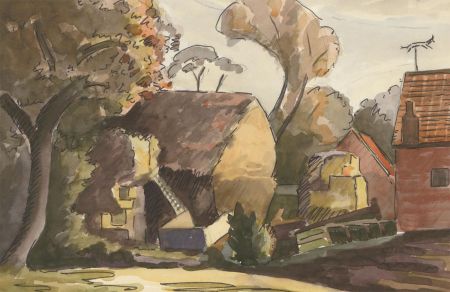 Arthur Mitson - Mid 20th Century Pen and Ink Drawing, Autumnal Garden Study