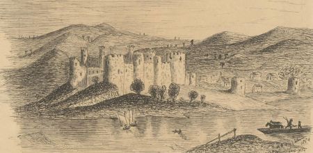 A.F Waughton - 1884 Pen and Ink Drawing, Conwy Castle