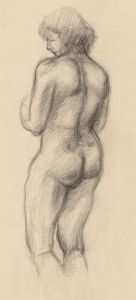 Dana Piesakowska - Signed Mid 20th Century Charcoal Drawing, Standing Nude Study