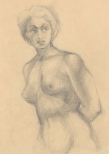 Double Sided Mid 20th Century Graphite Drawing - Standing Nude Portrait