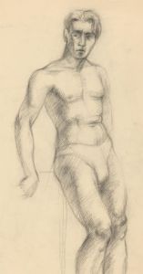 Double Sided Mid 20th Century Charcoal Drawing - Nude Study of a Man