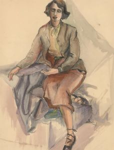 Mid 20th Century Pen and Ink Drawing - Portrait of a Well Dressed Lady