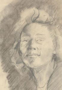 Early 20th Century Graphite Drawing - Portrait of a Smiling Woman