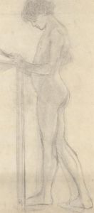Early 20th Century Graphite Drawing - Standing Nude
