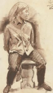 Kollwitz - 1915 Pastel, Study of a Sitting Figure