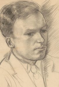 Early 20th Century Charcoal Drawing - Portrait of a Thoughtful Young Man