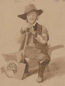 Mid 19th Century Watercolour - The Gardener