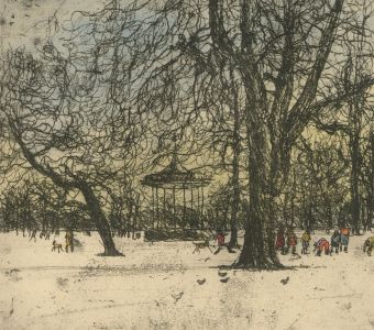 Ronald Olley (b.1923) - c. 2000 Etching, Regents Park in Winter