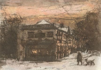 Ronald Olley (b.1923) - c. 2000 Etching, Snowy Street Scene