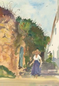 Ronald Olley (b.1923) - Signed c. 2000 Watercolour, Architectural Street Study