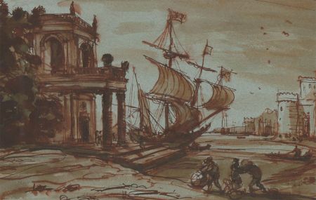 Ronald Olley (b.1923) - c. 2000 Pen and Ink Drawing, Harbourside Scene