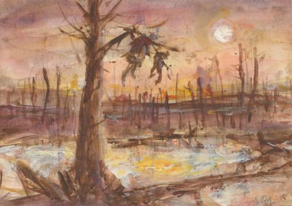 Ronald Olley (b.1923) - Signed c. 2000 Oil, Defeated Battlefield