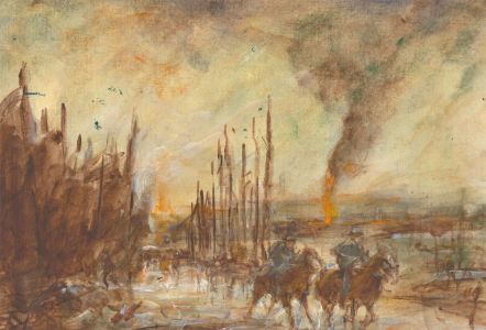 Ronald Olley (b.1923) - c. 2000 Acrylic, Battlefield Study II