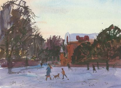 Ronald Olley (b.1923) - Signed c. 2000 Watercolour, Winter Landscape Scene