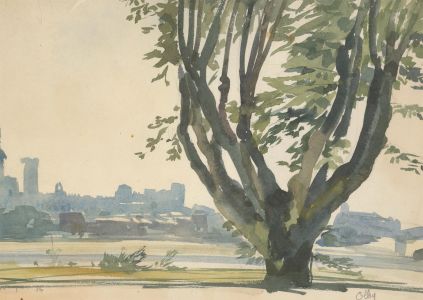 Ronald Olley (b.1923) - Signed 1976 Watercolour, Tree Study by the River