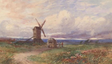 Albert Procter (1864-1909) - Late 19th Century Watercolour, Windmill and Cart