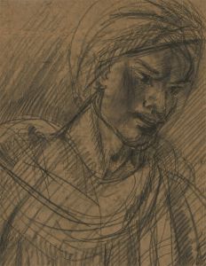 Mid 20th Century Charcoal Drawing - Portrait of a Woman