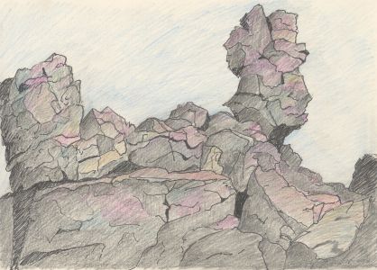 Arthur Mitson - Set of Three 1989 Coloured Pencil Drawings, Rock Face Studies