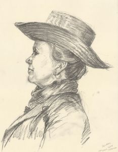 Clifford H. Thompson (1926-2017) - 2000 Charcoal Drawing, Lady with a Hat