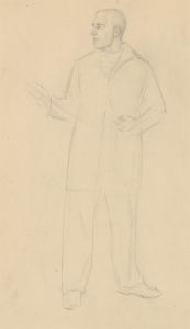 Clifford H. Thompson (1926-2017) - 1943 Graphite Drawing, Man in Deep Thought