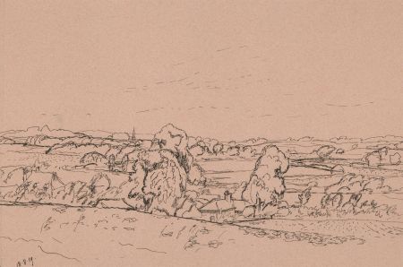 Frank Griffith (1889-1979) - 1919 Pen and Ink Drawing, August Landscape