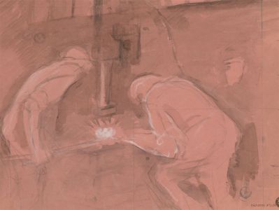 Frank Griffith (1889-1979) - Mid 20th Century Graphite Drawing, Metalworkers