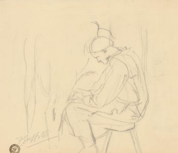 Frank Griffith (1889-1979) - Early 20th Century Graphite Drawing, Milking a Cow