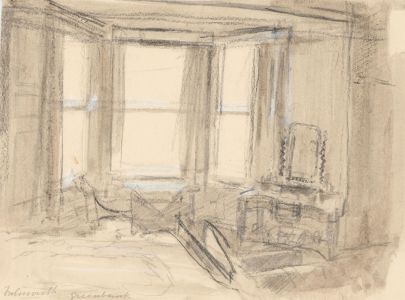 Frank Griffith (1889-1979) - Early 20th Century Charcoal Drawing, Bedroom Study