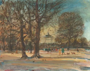 Ronald Olley (b.1923) - c. 2000 Watercolour, Kensington Gardens Bandstand
