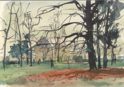 Ronald Olley (b.1923) - c. 2000 Watercolour, French Park Scene
