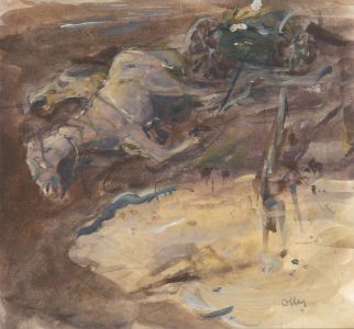 Ronald Olley (b.1923) - c. 2000 Gouache, The Fallen Horses