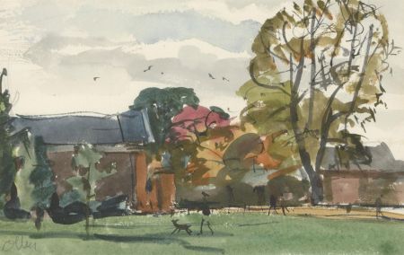 Ronald Olley (b.1923) - Signed c. 2000 Watercolour, Walking in the Park