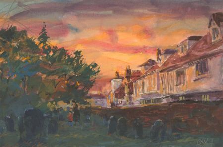 Ronald Olley (b.1923) - Signed c. 2000 Acrylic, Rye College Churchyard