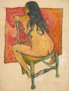 Ronald Olley (b.1923) - c. 2000 Acrylic, Nude on the Green Chair