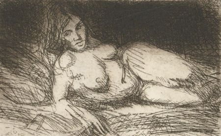 Ronald Olley (b.1923) - c. 2000 Etching, The Waiting Nude