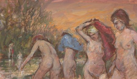 Ronald Olley (b.1923) - Signed c. 2000 Acrylic, The Swimmers