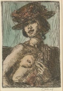 Ronald Olley (b.1923) - Signed c. 2000 Etching, Woman in the Floral Hat