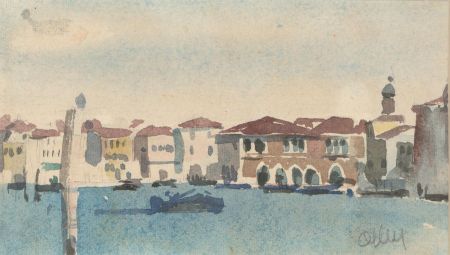Ronald Olley (b.1923) - Signed c. 2000 Watercolour, Venetian River Scene