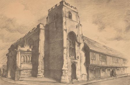 Patricia F. Arnett - Signed 1951 Lithograph, The Guild Chapel, Stratford-on-Avon