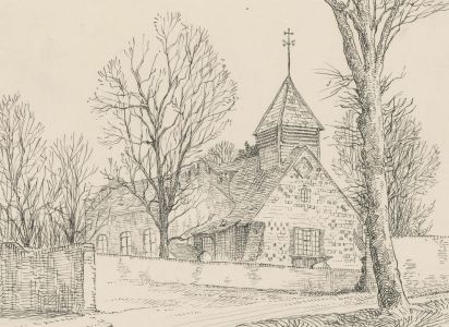 Montague M. Webb (fl.1935-1975) - 1946 Pen and Ink Drawing, St George's, Esher